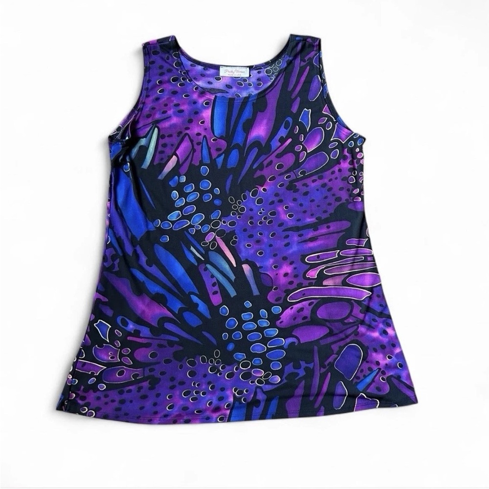 Vtg Purple Butterfly Tank Top Women’s Large